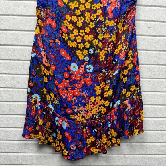Anthropologie Floral Boho Ruffle Mini Dress Butterfly Sleeves Black Sz 2 - Picture 3 of 13